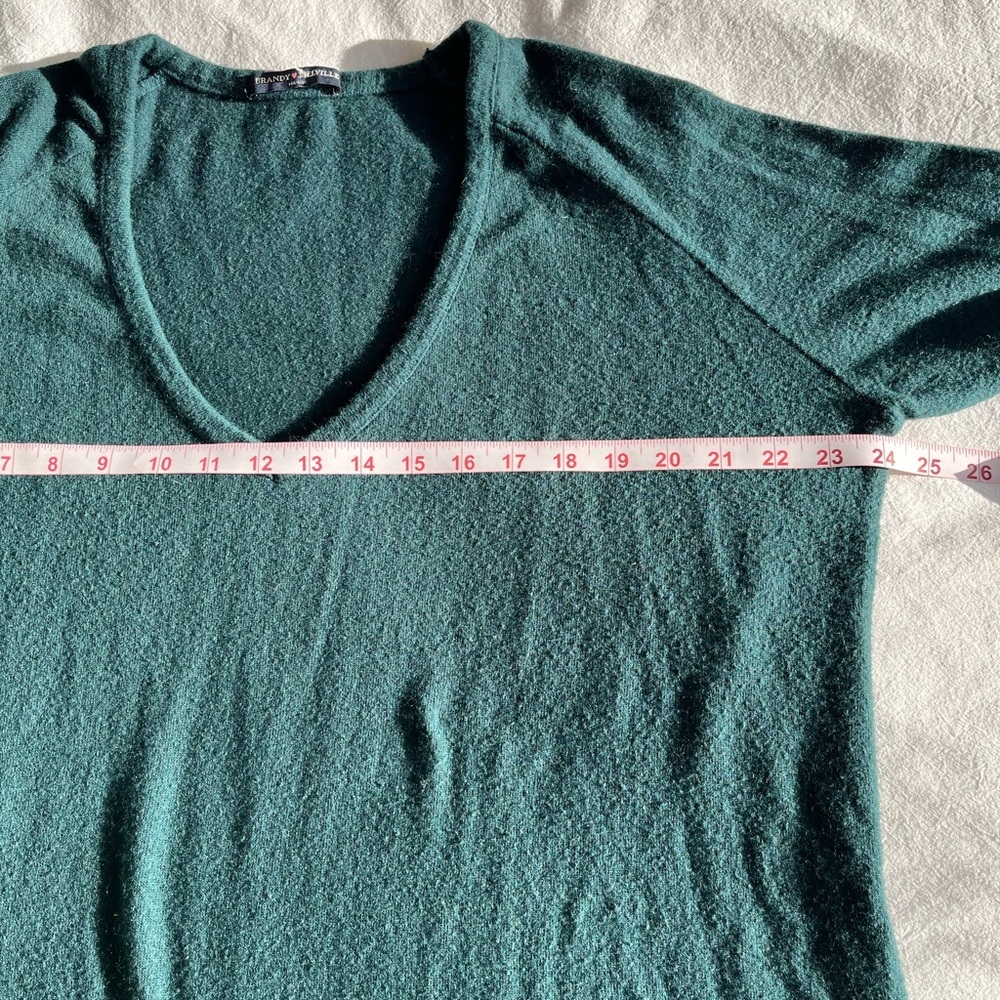 Brandy Melville Wool Blend V-Neck Long Sleeve Forest Green Y2K Academia Trendy - Picture 8 of 13